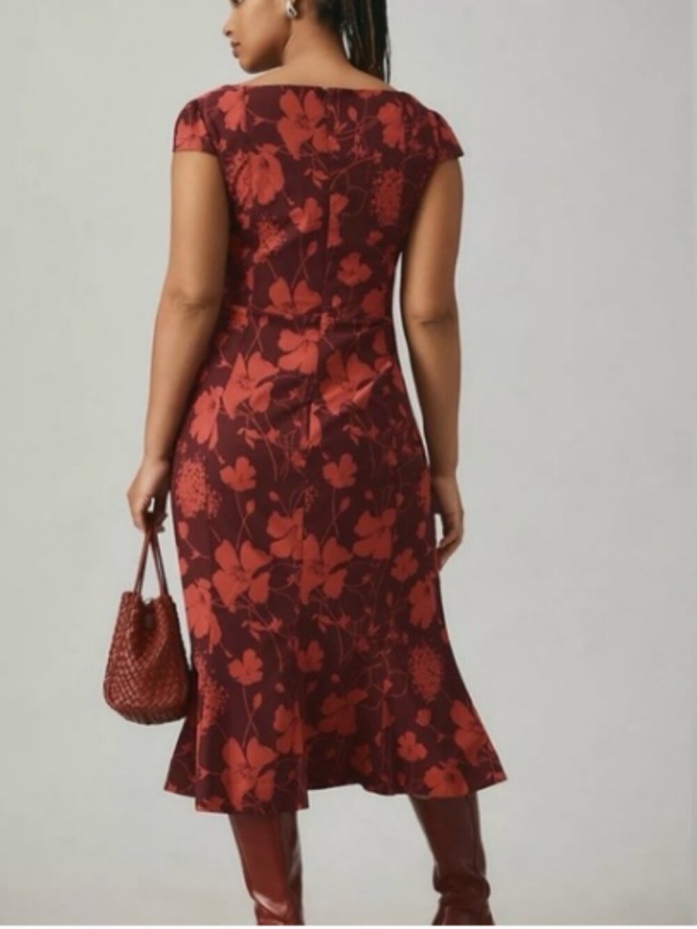 Anthropologie Red Floral Midi Dress - Picture 2 of 12